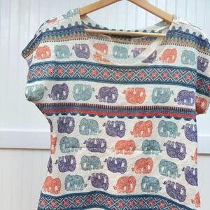 Gage Top Elephant Print Hippie Indie Festival Short‎ Sleeve Women's S Boho Chic